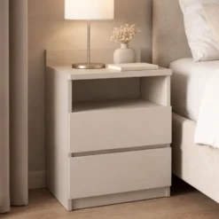Comodino 40x59 cm con cassetti beige cashmere COT6