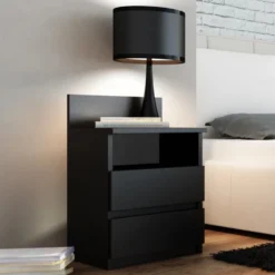 Comodino 40x59 cm con cassetti nero COT6
