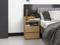 Comodino 40x59 cm con cassetti rovere COT6