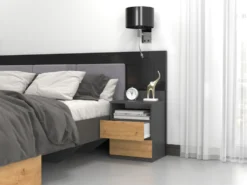 Comodino 40x59 cm con cassetti rovere e antracite COT6