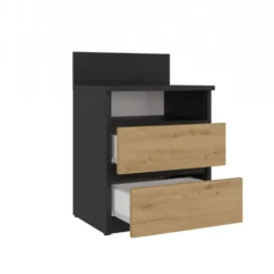 Comodino 40x59 cm con cassetti rovere e antracite COT6