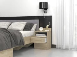 Comodino 40x59 cm con cassetti rovere chiaro COT6