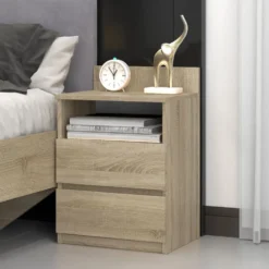 Comodino 40x59 cm con cassetti rovere chiaro COT6