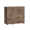 Comò per camera da letto con anta e cassetti marrone CG42