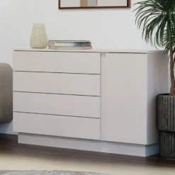 Comò per camera da letto 125x84x40 beige cashmere CMMT2