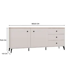 Credenza moderna 183,5 cm con gambe in metallo cashmere e rovere MT12