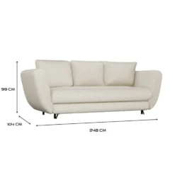 Divano letto 3 posti 248 cm in tessuto beige DT2