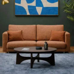 Divano letto 3 posti 221 cm in tessuto terracotta DT1