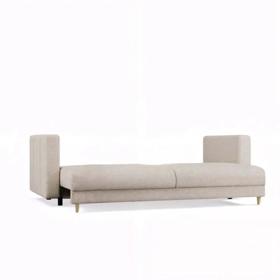 Divano letto 3 posti 221 cm in tessuto beige DT1