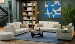 Divano letto 3 posti 221 cm in tessuto beige DT1