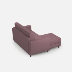 Divano 172x85cm design a due posti con piedini in legno e pouf idrorepellente prugna DI38