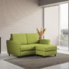 Divano 172x85cm design a due posti con piedini in legno e pouf idrorepellente verde DI38