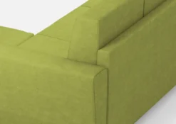 Divano 172x85cm design a due posti con piedini in legno e pouf idrorepellente verde DI38