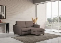 Divano 172x85cm design a due posti con piedini in legno e pouf idrorepellente talpa DI38