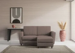 Divano 172x85cm design a due posti con piedini in legno e pouf idrorepellente talpa DI38