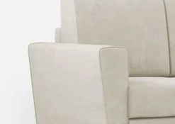 Divano 172x85cm design a due posti con piedini in legno e pouf idrorepellente bianco latte DI38