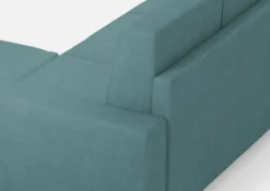 Divano 168x85cm design a due posti con bracciolo geometrico con pouf idrorepellente blu petrolio DI16