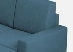 Divano 168x85cm design a due posti con bracciolo geometrico con pouf idrorepellente blu avio DI16