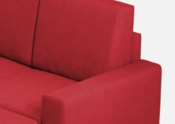 Divano 168x85cm design a due posti con bracciolo geometrico con pouf idrorepellente rosso DI16