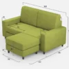 Divano 168x85cm design a due posti con bracciolo geometrico con pouf idrorepellente verde DI16