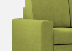 Divano 168x85cm design a due posti con bracciolo geometrico con pouf idrorepellente verde DI16