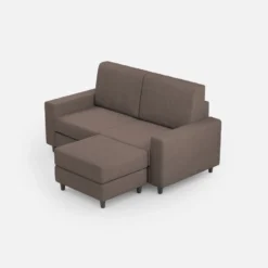 Divano 168x85cm design a due posti con bracciolo geometrico con pouf idrorepellente talpa DI16
