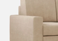 Divano 168x85cm design a due posti con bracciolo geometrico con pouf idrorepellente beige DI16