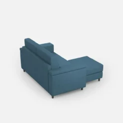 Divano 148x85cm design a due posti con bracciolo squadrato e con pouf blu avio DI4
