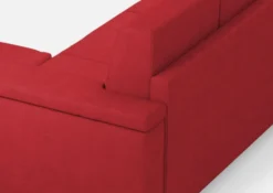Divano 148x85cm design a due posti con bracciolo squadrato e con pouf rosso DI4