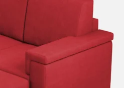 Divano 148x85cm design a due posti con bracciolo squadrato e con pouf rosso DI4