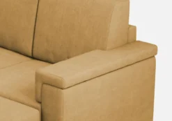 Divano 148x85cm design a due posti con bracciolo squadrato e con pouf ocra DI4