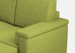 Divano 148x85cm design a due posti con bracciolo squadrato e con pouf verde DI4