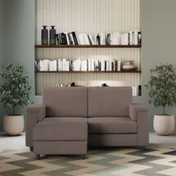 Divano 148x85cm design a due posti con bracciolo squadrato e con pouf talpa DI4