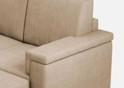 Divano 148x85cm design a due posti con bracciolo squadrato e con pouf beige DI4