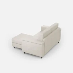 Divano 148x85cm design a due posti con bracciolo squadrato e con pouf bianco latte DI4