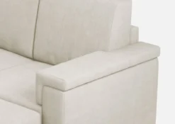 Divano 148x85cm design a due posti con bracciolo squadrato e con pouf bianco latte DI4