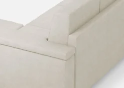 Divano 148x85cm design a due posti con bracciolo squadrato e con pouf bianco latte DI4