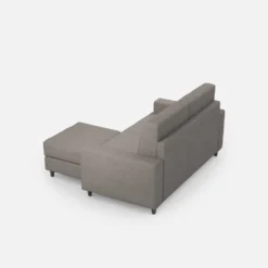 Divano 148x85cm design a due posti con bracciolo squadrato idrorepellente e pouf grigio DI15