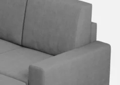 Divano 148x85cm design a due posti con bracciolo squadrato idrorepellente e pouf grigio DI15