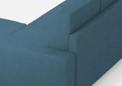 Divano 148x85cm design a due posti con bracciolo squadrato idrorepellente e pouf blu avio DI15