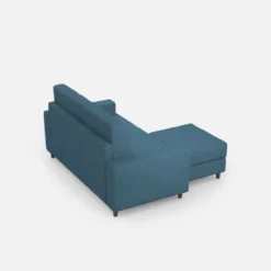 Divano 148x85cm design a due posti con bracciolo squadrato idrorepellente e pouf blu avio DI15