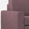 Divano 148x85cm design a due posti con bracciolo squadrato idrorepellente e pouf prugna DI15