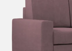 Divano 148x85cm design a due posti con bracciolo squadrato idrorepellente e pouf prugna DI15