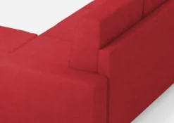 Divano 148x85cm design a due posti con bracciolo squadrato idrorepellente e pouf rosso DI15