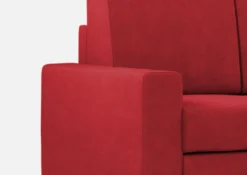 Divano 148x85cm design a due posti con bracciolo squadrato idrorepellente e pouf rosso DI15