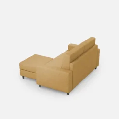 Divano 148x85cm design a due posti con bracciolo squadrato idrorepellente e pouf ocra DI15