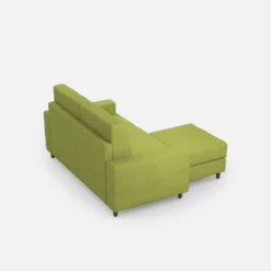 Divano 148x85cm design a due posti con bracciolo squadrato idrorepellente e pouf verde DI15