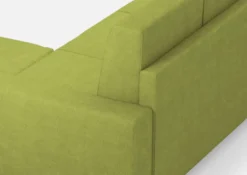 Divano 148x85cm design a due posti con bracciolo squadrato idrorepellente e pouf verde DI15