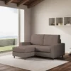 Divano 148x85cm design a due posti con bracciolo squadrato idrorepellente e pouf talpa DI15