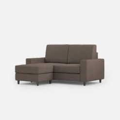 Divano 148x85cm design a due posti con bracciolo squadrato idrorepellente e pouf talpa DI15